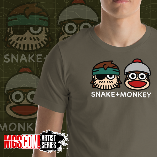 MGSCON3 | Artist Series - OThatsRaspberry - SNAKE+MONKEY Unisex Whtie Text Tee