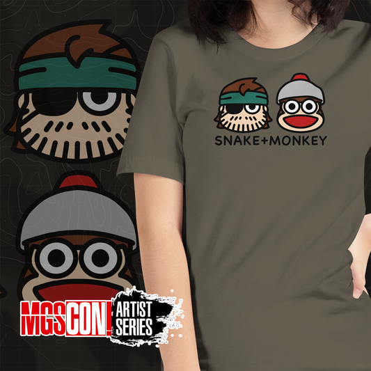 MGSCON3 | Artist Series - OThatsRaspberry - SNAKE+MONKEY Unisex Black Text Tee