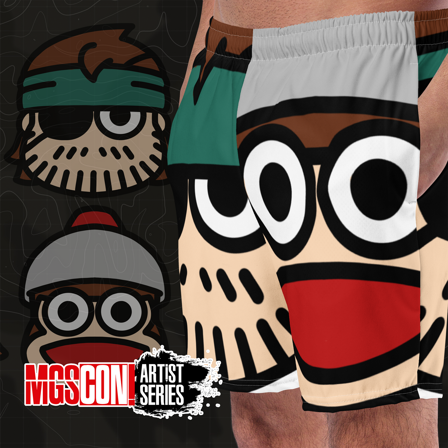 MGSCON3 | Artist Series - OThatsRaspberry - SNAKE+MONKEY All Over Print Swim Trunks